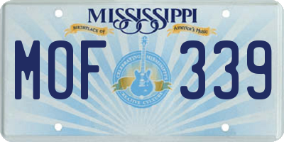 MS license plate MOF339