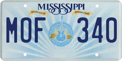 MS license plate MOF340