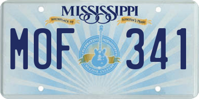 MS license plate MOF341