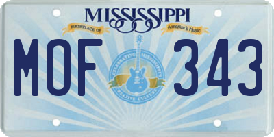 MS license plate MOF343