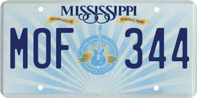 MS license plate MOF344