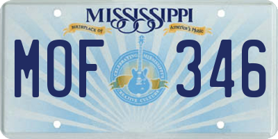 MS license plate MOF346