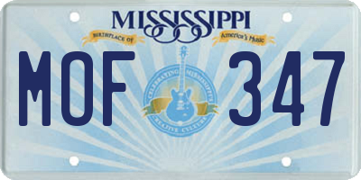 MS license plate MOF347