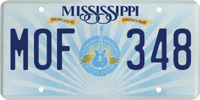 MS license plate MOF348
