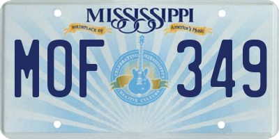 MS license plate MOF349