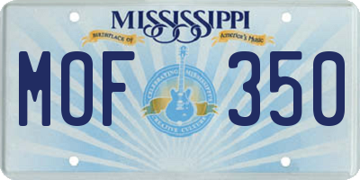 MS license plate MOF350