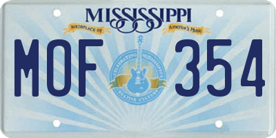 MS license plate MOF354