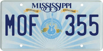 MS license plate MOF355