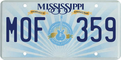MS license plate MOF359