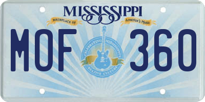 MS license plate MOF360