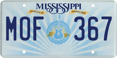 MS license plate MOF367