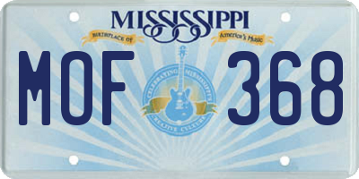 MS license plate MOF368