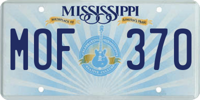 MS license plate MOF370