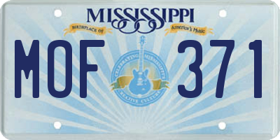 MS license plate MOF371