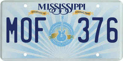 MS license plate MOF376