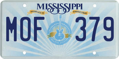 MS license plate MOF379