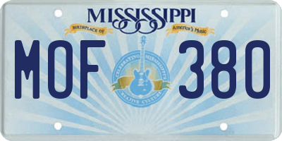MS license plate MOF380
