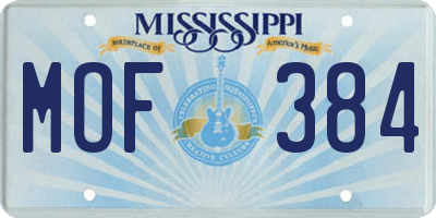 MS license plate MOF384
