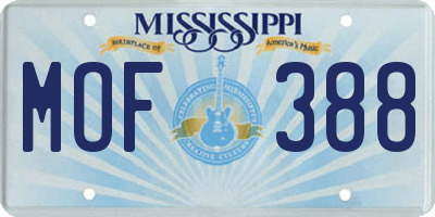 MS license plate MOF388