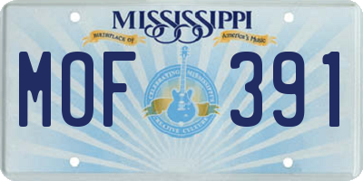 MS license plate MOF391