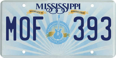 MS license plate MOF393