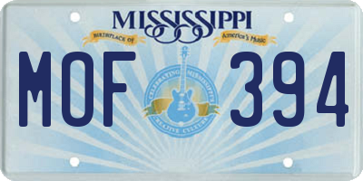 MS license plate MOF394