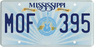 MS license plate MOF395