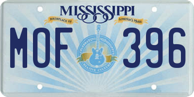 MS license plate MOF396