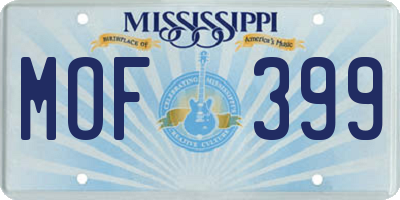 MS license plate MOF399