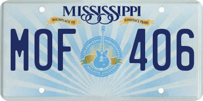 MS license plate MOF406