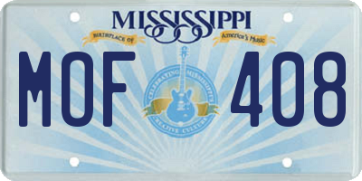 MS license plate MOF408