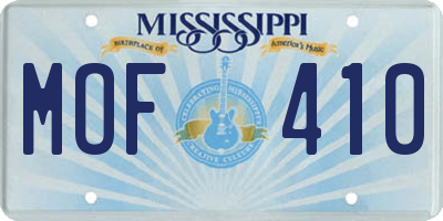 MS license plate MOF410