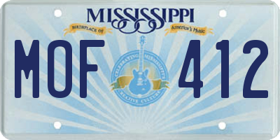MS license plate MOF412