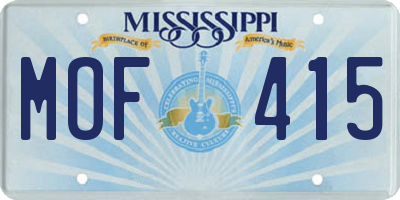 MS license plate MOF415