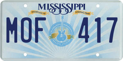 MS license plate MOF417
