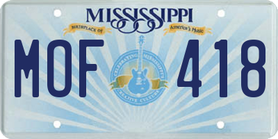 MS license plate MOF418