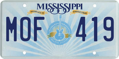 MS license plate MOF419