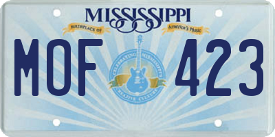 MS license plate MOF423