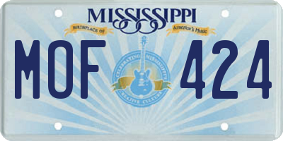 MS license plate MOF424