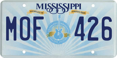 MS license plate MOF426