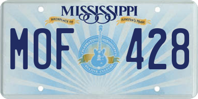 MS license plate MOF428