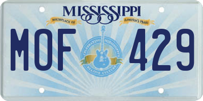 MS license plate MOF429