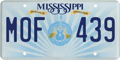 MS license plate MOF439