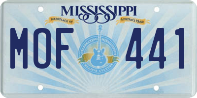 MS license plate MOF441