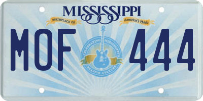 MS license plate MOF444