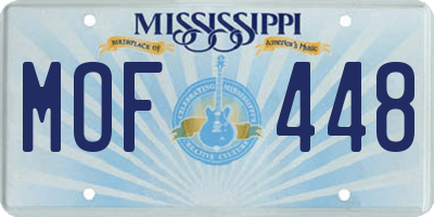 MS license plate MOF448