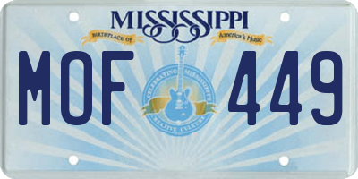 MS license plate MOF449