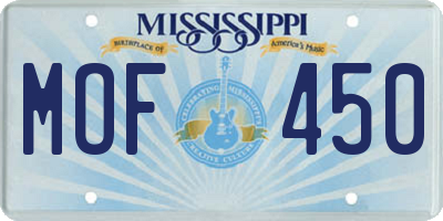 MS license plate MOF450