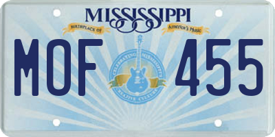 MS license plate MOF455