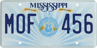 MS license plate MOF456